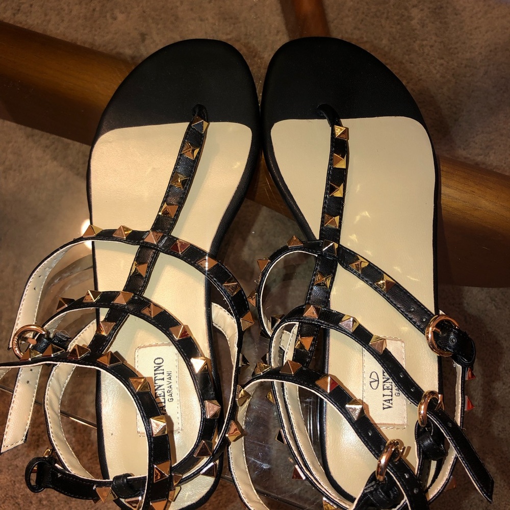 Valentino Black Gladiator Sandals with Studded Straps